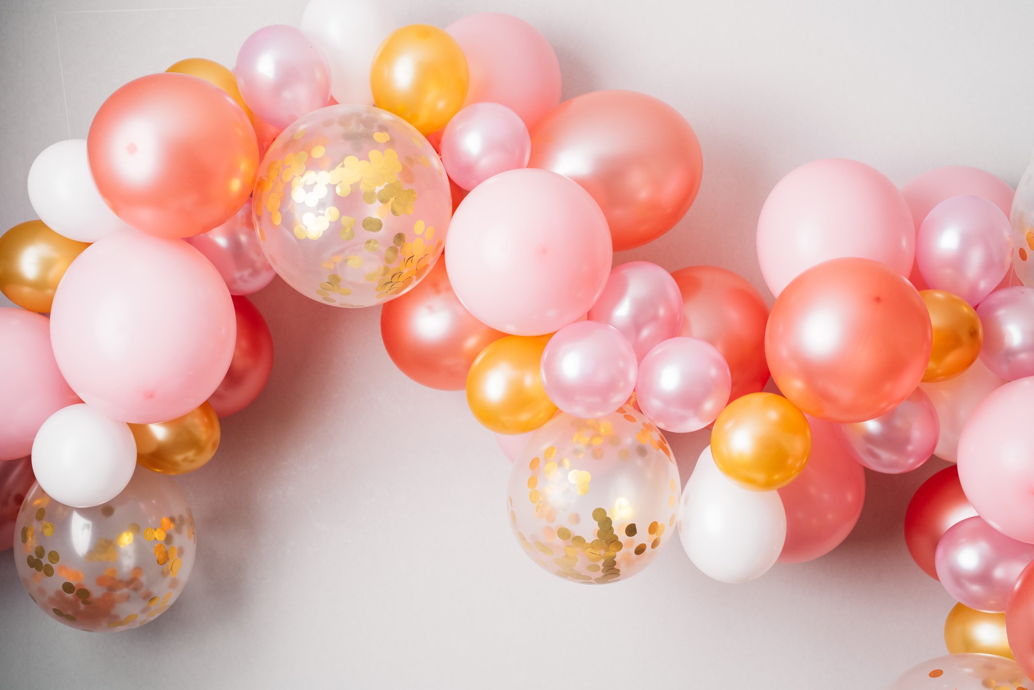 Pink golden balloon garland